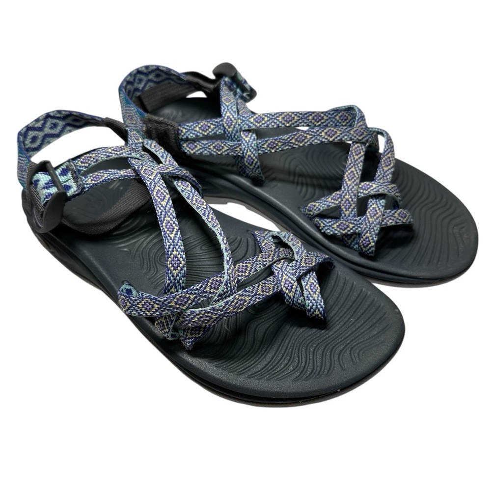 Chaco ZX/1 Outdoor Sandals - Blue / Gray Patterned Webbing - Women's Siz…